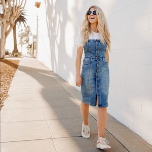 Button front denim jumper/overall /Freepeople